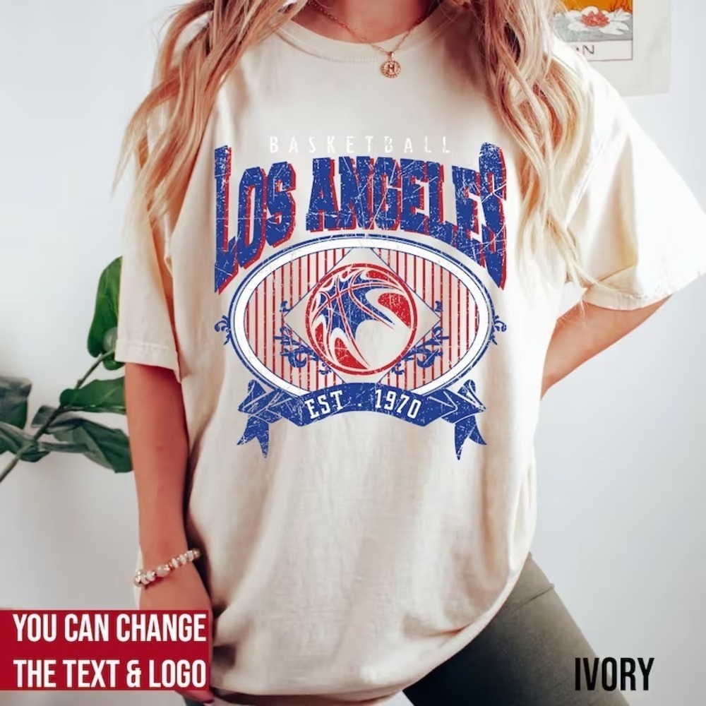 Los Angeles Basketball Shirt,  Vintage Style Los Angeles Basketball Shirt